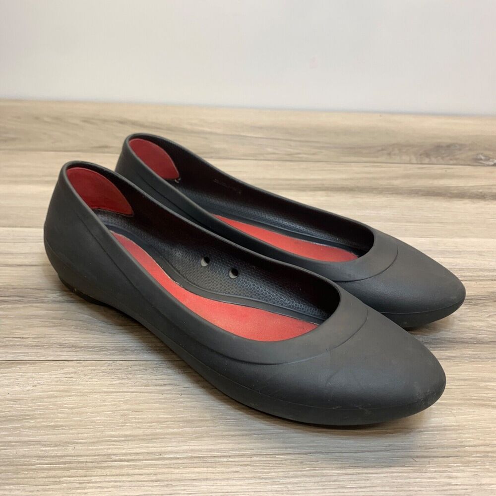Crocs Lina Womens Ballet Flats Size 10 Black Slip On Closed Toe Comfort Shoes